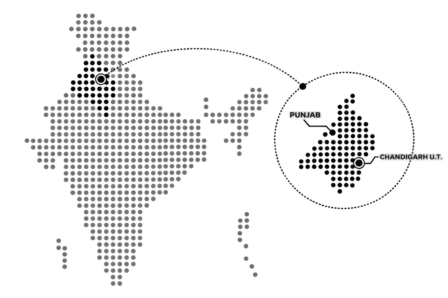 Map highlighting Punjab and Chandigarh U.T.